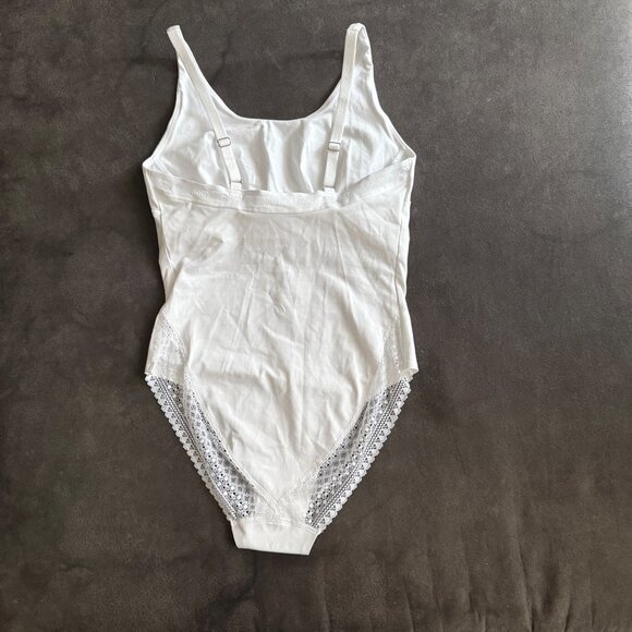 M&S White Bodysuit With Adjustable Straps & Lace Accents - Picture 4 of 8